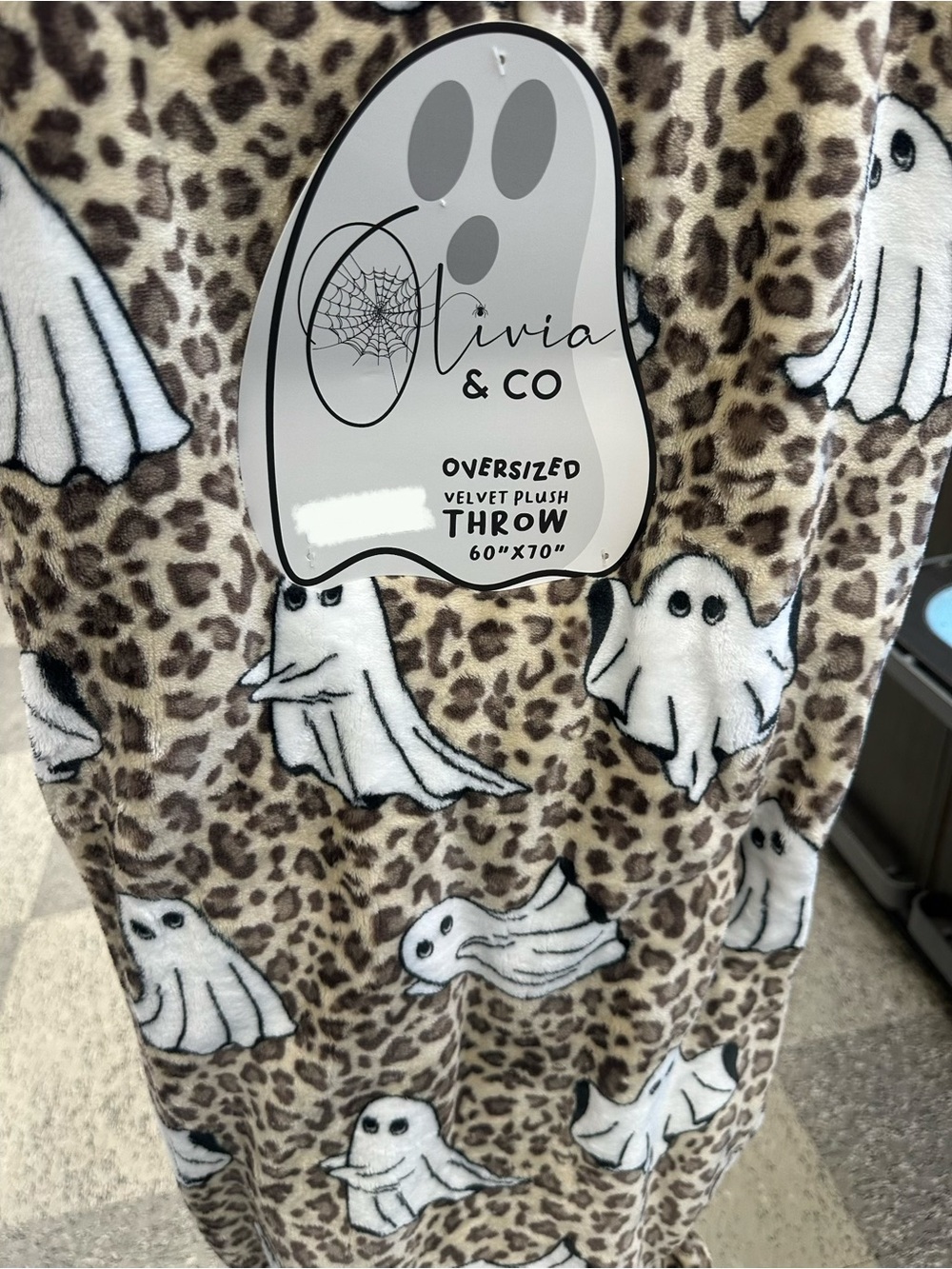 Brown Leopard Ghost Plush Throw Blanket